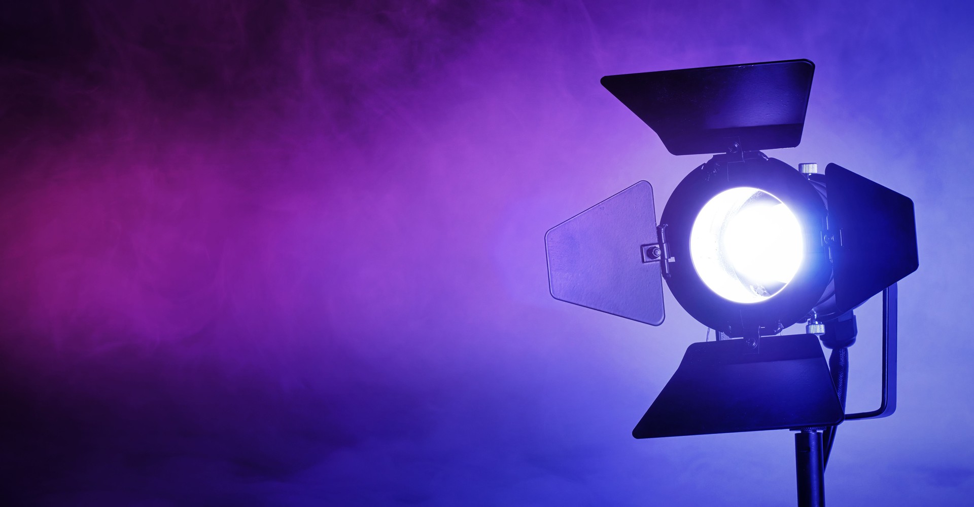 Spotlight movie show concept background, with copy space for text.